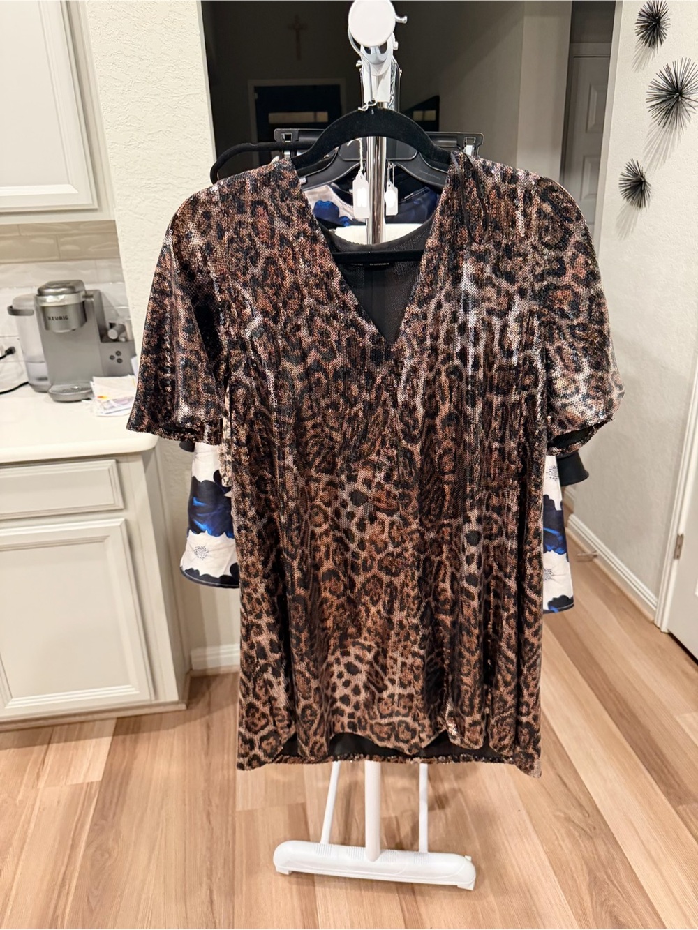 Zara Brown Leopard-Print V-Neck Mini Dress